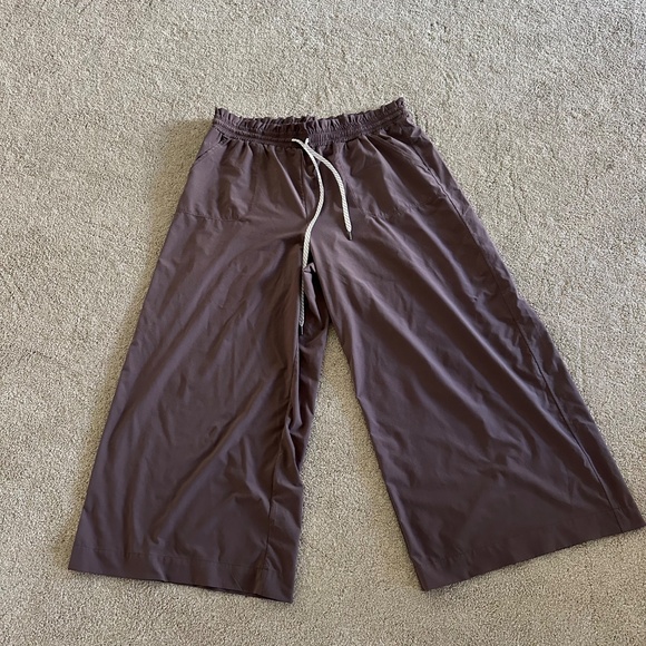 Zella Getaway Hight Waisted Drawstring Wide Leg Pant EUC Dusty Rose - Picture 2 of 7